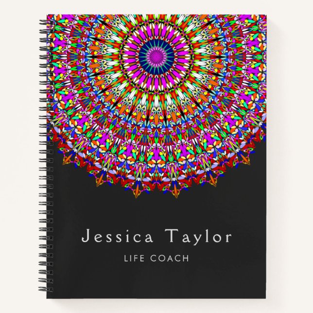 Colourful Floral Geometric Mandala Notebook (Front)