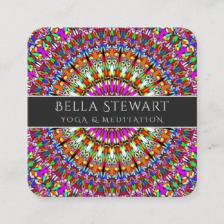 Colourful Floral Geometric Mandala Square Business Card