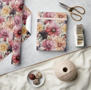 Colourful Floral Gerber Daisy Flower Pattern Wrapping Paper