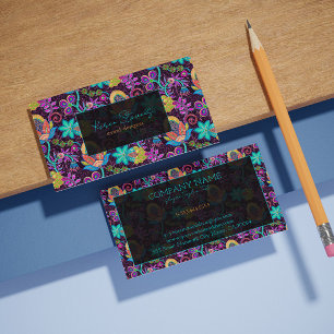 Colourful Floral Glass Beeds Pattern Texture Business Card