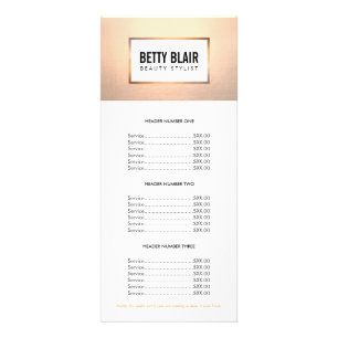 Colourful Floral, Gold Elegan Salon Price List Men Rack Card