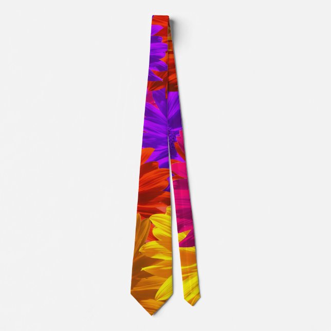 Colourful Floral Gradient Yellow purple red Pop Ar Tie (Front)