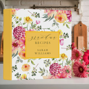 Colourful Floral Grandma Recipes Family Cookbook Binder