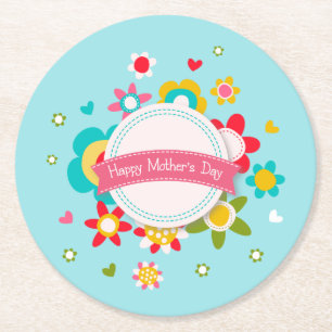 Colourful Floral Happy Mother's Day Coaster