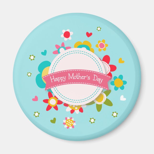 Colourful Floral Happy Mother's Day | Magnet (Front)
