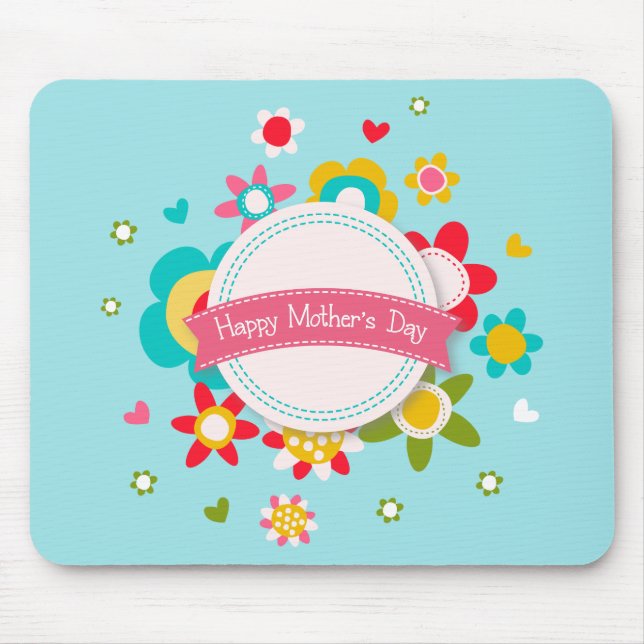 Colourful Floral Happy Mother's Day | Mouse Pad (Front)