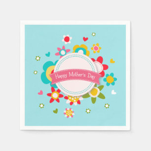 Colourful Floral Happy Mother's Day Napkin