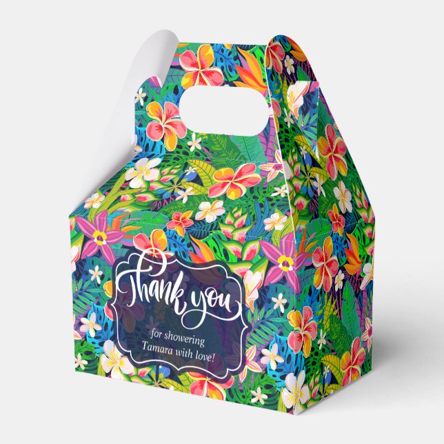 Colourful Floral Hawaiian Luau Party Favor Box (Back Side)