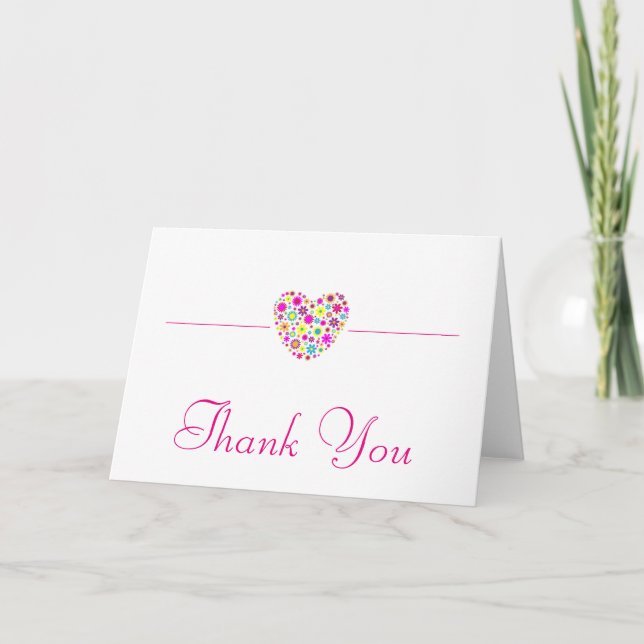Colourful Floral Heart Shape Thank You (Front)