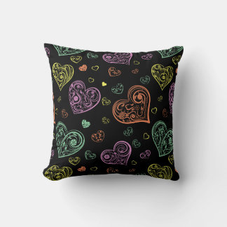 Colourful Floral Hearts Pattern Throw Pillow