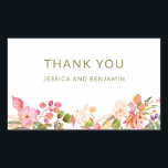 Colourful Floral Illustration Custom Thank You  Sticker<br><div class="desc">Colourful Floral Illustration Custom Thank You Rectangular Sticker</div>