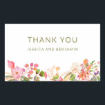 Colourful Floral Illustration Custom Thank You  Sticker<br><div class="desc">Colourful Floral Illustration Custom Thank You Rectangular Sticker</div>