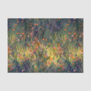 Colourful, floral, impressionist style wildflowers tissue paper