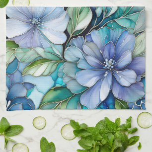 Colourful Floral Ink Art Kitchen Towel