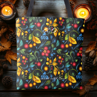 Colourful Floral Khokhloma Inspired Tote Bag
