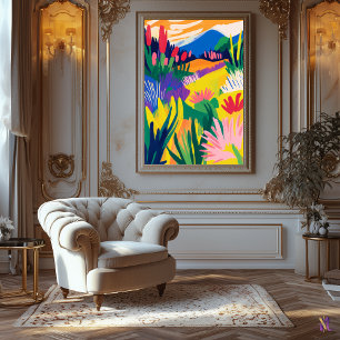 Colourful Floral Landscape in Fauvist Style Canvas Print