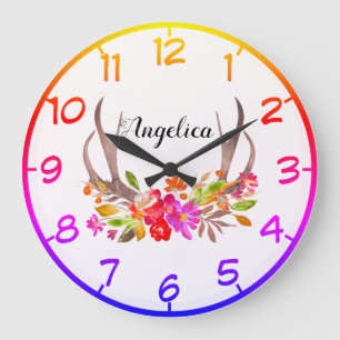 Colourful Floral Large Clock