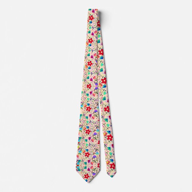 Colourful Floral Leaves Foliage Design Tie (Front)