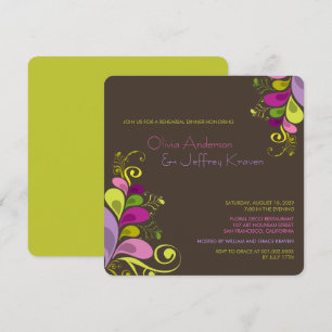 Colourful Floral Leaves Rehearsal Dinner Invitatio Invitation