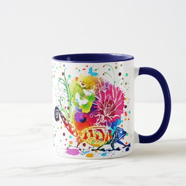 Colourful floral lizard  mug (Right)
