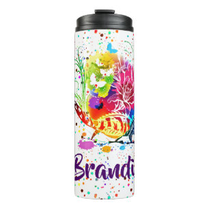 Colourful floral lizard personalized thermal tumb tumbler