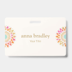 Colourful Floral  Lotus Flower  Badge