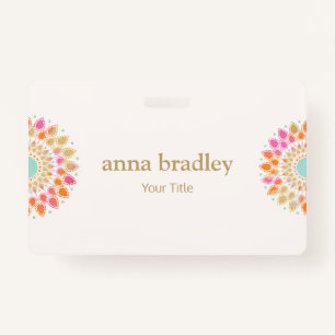 Colourful Floral  Lotus Flower  Badge