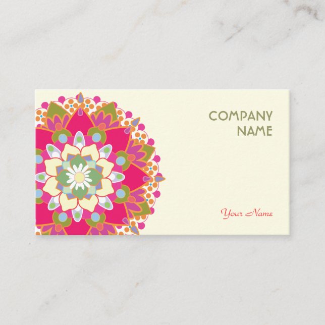 Colourful Floral Mandala Business Card (Front)