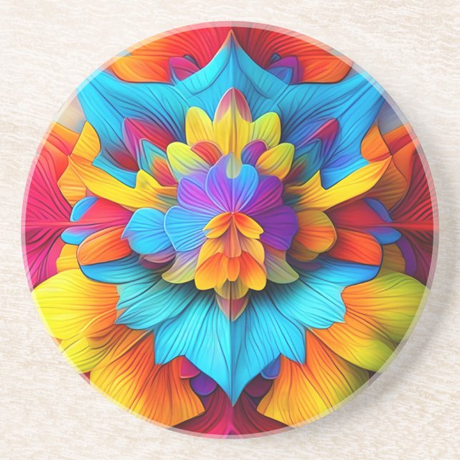 Colourful Floral Mandala Design-56756 Coaster (Front)