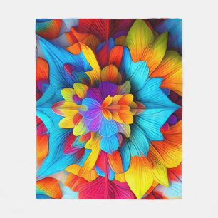 Colourful Floral Mandala Design  Fleece Blanket