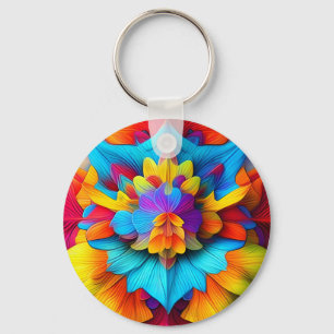 Colourful Floral Mandala Design  Keychain