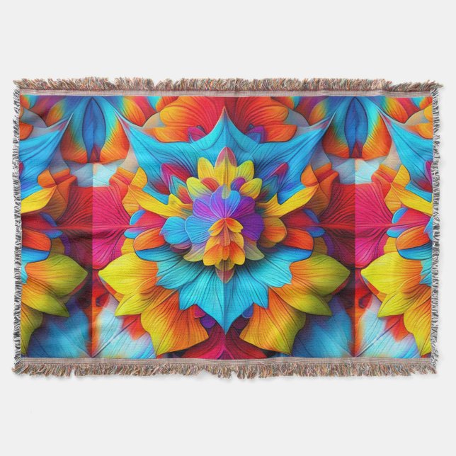 Colourful Floral Mandala Design  Throw Blanket (Front)