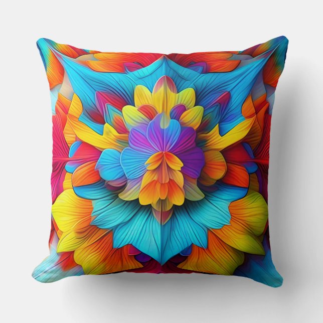Colourful Floral Mandala Design  Throw Pillow (Front)