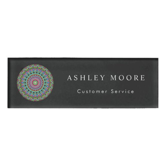 Colourful Floral Mandala Name Tag (Front)
