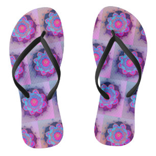 Colourful Floral Mandala Pattern  Flip Flops