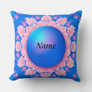 Colourful Floral Mandala Pattern Throw Pillow
