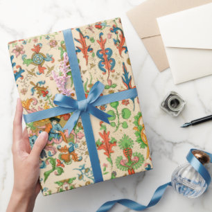 Colourful Floral medieval pattern Wrapping Paper