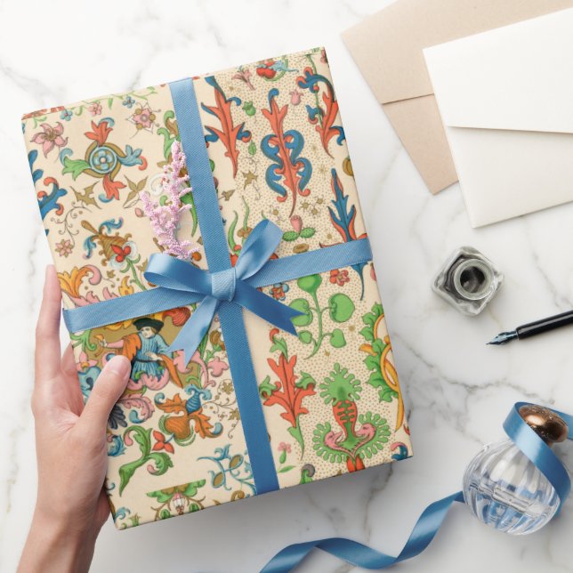 Colourful Floral medieval pattern Wrapping Paper (Gifting)