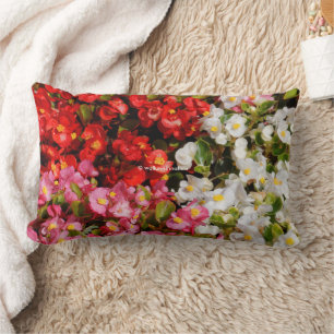 Colourful Floral Medley of Wax Begonias Lumbar Pillow