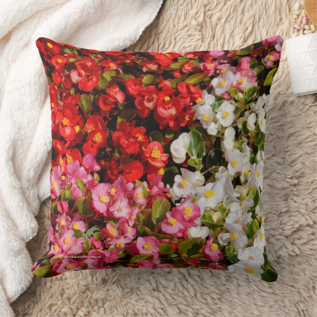 Colourful Floral Medley of Wax Begonias Throw Pillow (Blanket)