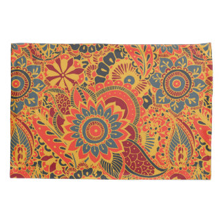 Colourful Floral Mehndi Paisley Bootar Folk Patter Pillowcase