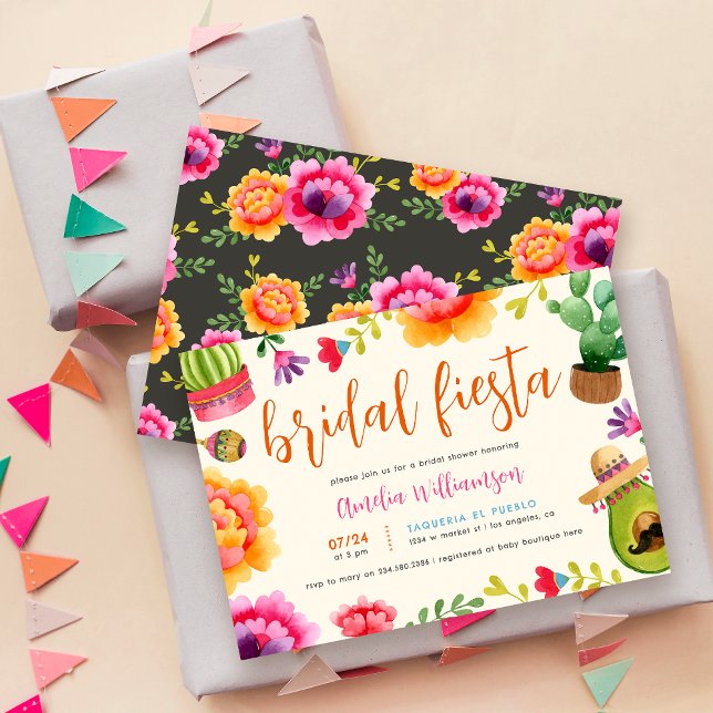 Colourful Floral Mexican Fiesta Bridal Shower Invitation (Creator Uploaded)