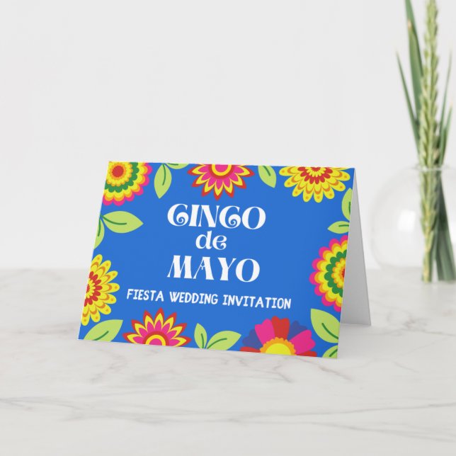 Colourful Floral Mexican Fiesta Virtual Wedding Invitation (Front)