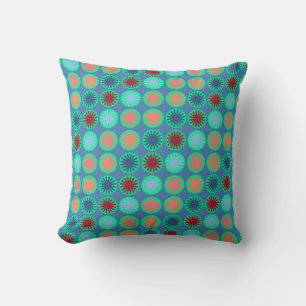 Colourful Floral Modern Geometric Pattern Throw Pillow