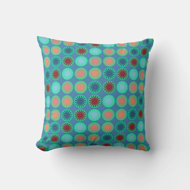 Colourful Floral Modern Geometric Pattern Throw Pillow (Front)