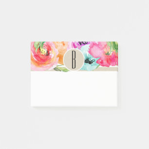 Colourful Floral Modern Rustic Botanical Kraft Post-it Notes