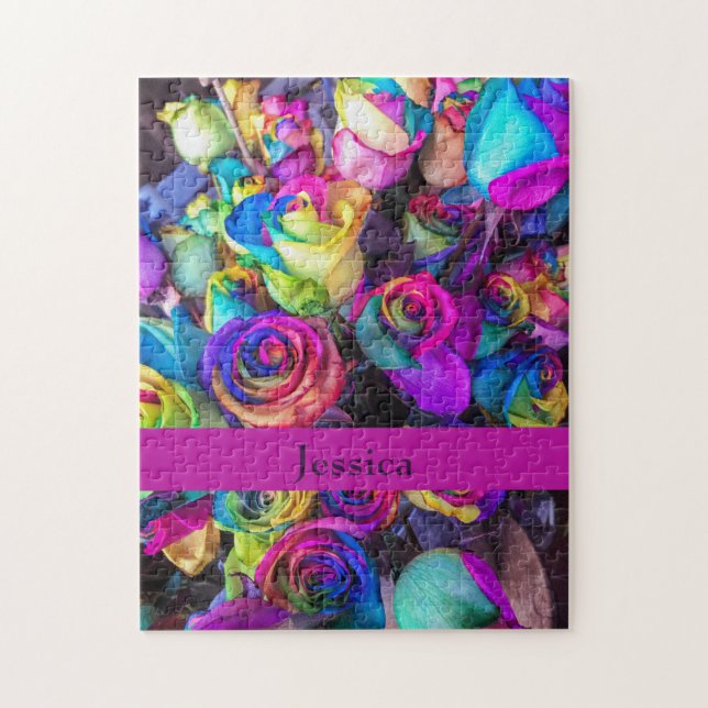 Colourful Floral Monogram Difficult Hard Pretty Jigsaw Puzzle (Vertical)