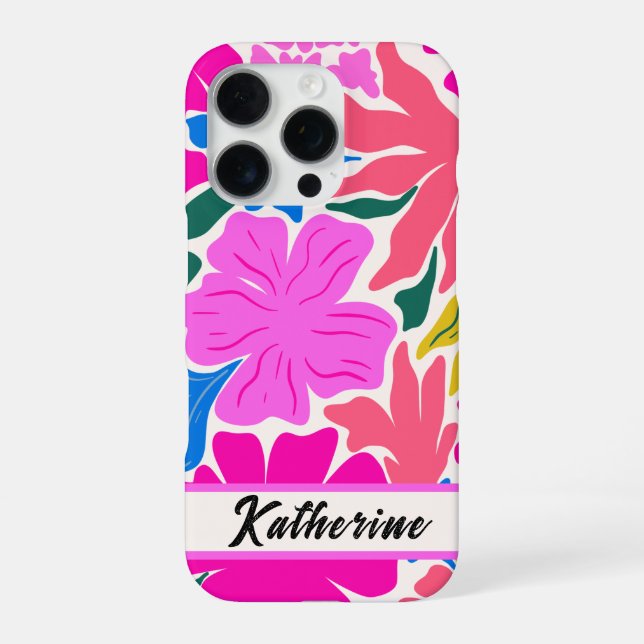 Colourful  Floral monogram personalised Phone Case (Back)