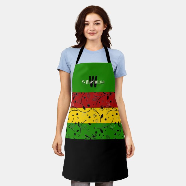 Colourful | Floral | Monogram Personalized Apron (Worn)