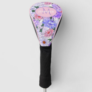 Colourful Floral Monogram Personalized Name Golf Head Cover